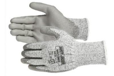 China Knitted glove in grey HPPE (High Performance PolyEthelene) fiber, Anti-cut level 5 for sale