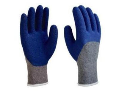 China Latex 3/4 coated gloves,10G BRUSHED liner,mechanical use,crinkle finsh,anti-acid/alkali for sale