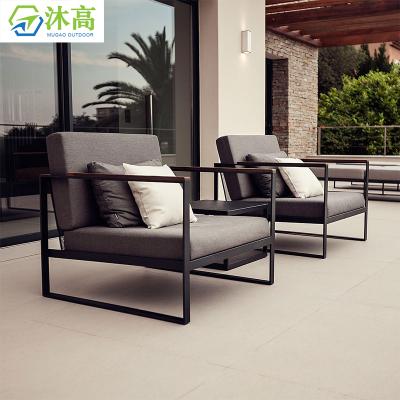 China All Weather Waterproof UV Resistant Modern Black Outdoor Patio Furniture Aluminum Metal Sessions Sofa Decks Outdoor Garden Furniture for sale