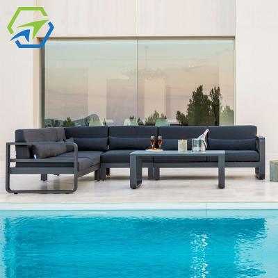 China Modern Garden Outdoor Furniture Luxury Aluminum All Weather Waterproof U or L Shape Sofa Set Corner Couch Patio Outdoor Furniture for sale