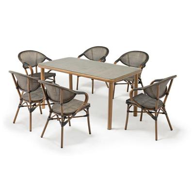 China Eco - Friendly Furniture Cheap Price Restaurant Metal Table And Bamboo Chair Set for sale