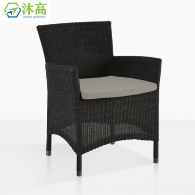 China All Weather Waterproof Hotel Balcony Terrace Rattan Dining Armchairs Aluminum Frame Wicker Furniture Outdoor Dining Chair for sale