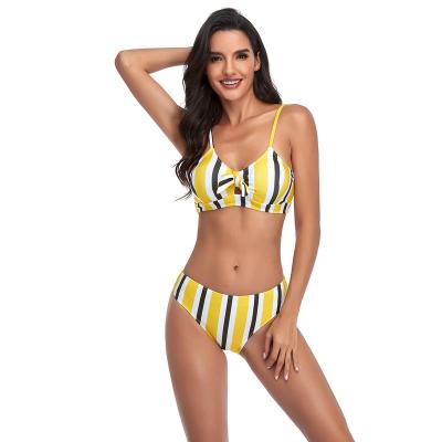 China Wholesale Breathable Luxury Striped Triangle Bikini Manufacturer Adjustable Bikini Swimwear Two Pieces for sale