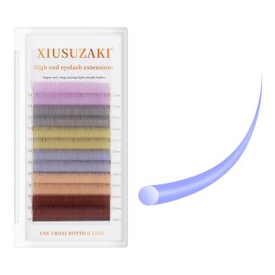 China XIUSUZAKI Mix Color Long Natural Eyelashes Make Up Mink Rainbow Eyelash Extension Supplies High Quality Soft Natural Synthetic 6 Colors Mix for sale