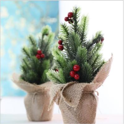 China Plant Christmas Tree Fruit Bonsai Small Bonsai Tree Christmas Decoration Red Green Artificial Home Tree ER-R01 for sale