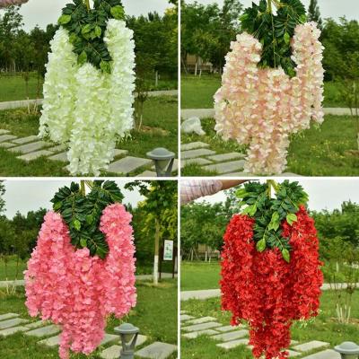 China 2021 Wholesale Realistic Wisteria Hanging Artificial Tree Wedding Garland Wisteria Silk Flowers for sale