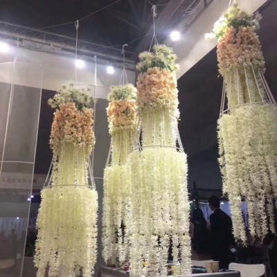 China Hot Selling Silk Flower Vine Artificial Wisteria Hanging Flowers for Wedding Ceiling and Engineering Home Decoration for sale