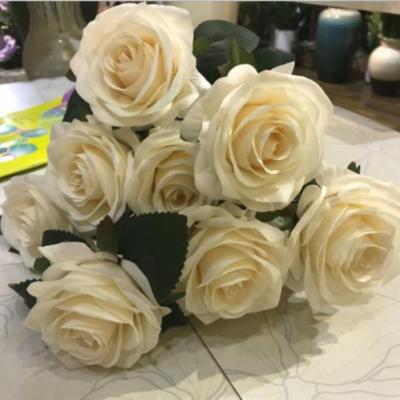 China Elegant Soft Artificial Flowers 10 Heads Rose Bud Artificial Flower Rose Bunches Silk Rose Artificial Bundles for sale