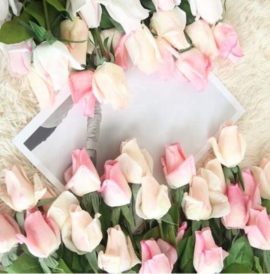 China Events Decoration Artificial Flower Latex Silk Rose Bud Real Touch Rose for sale