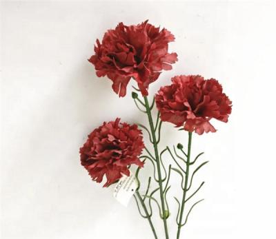 China High quality natural touch 3 heads silk artificial carnations flower for decoration for sale