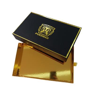 China Recycled Materials Cardboard Luxury Custom Rigid Apparel Boxes With Inserts Gold Stamping Logo Packaging Drawer Gift Box for sale