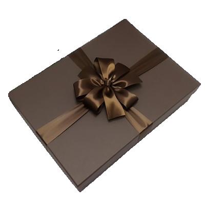 China Wholesale Custom Handmade Elegant Logo Luxury Empty Rigid Cardboard Chocolate Color Gift Packaging Box With Bow for sale