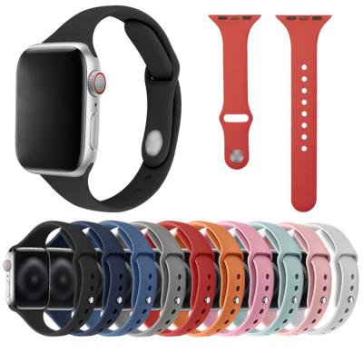 China Water Resistant Silicone Strap Band For iWatch Slim Slim Narrow Soft Silicone Strap Band Compatible With Apple Watch 7 Series Se 6 5 4 3 2 1 for sale