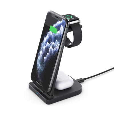 China Multifunctional Detachable Foldable Portable 15w Fast Charging Mobile Phone Watch Earphone Wireless Charger 3 in 1 Wireless Charger for sale