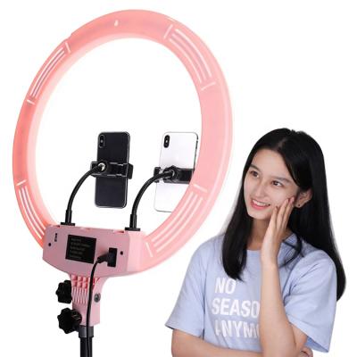 China 3 Mobile Phone Ring Light Live Stand 18 Inch Circle For Camera Makeup Cell Phone Selfie Led Ring Light Stand With Tripod Stand for sale