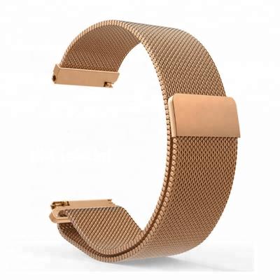 China Modern Popular Rose Gold Mesh Wrist Watch Band Replacement Stainless Steel Metal Strap For Smart Watch for sale