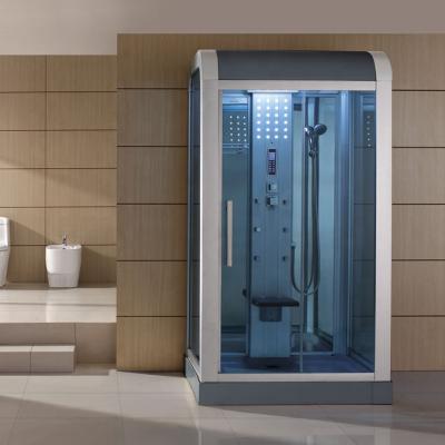 China Computer Control Panel New Luxury Copper Frame L-shape Shower Room Steam Bath Equipment for sale