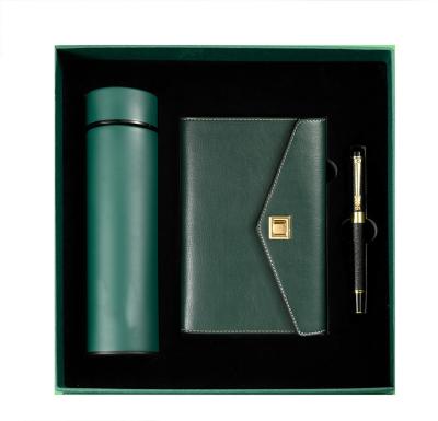 China Financial institutions promotion gift for business 2021 business gift set version gift sets thermos cup notebook luxury pen for sale