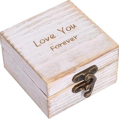 China Wooden Antique White Decorative Jewelry Box Favor Gift Wedding Ring Box for sale