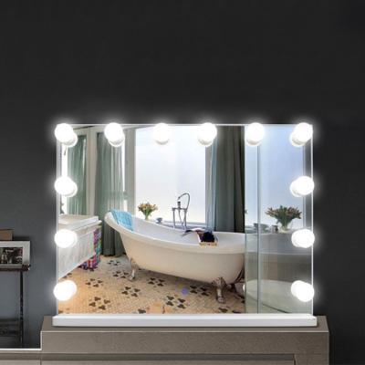 China Adjustable Glare Touch Hollywood Decorative Illuminated Vanity Mirror With MDF Base for sale