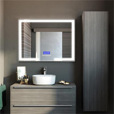 China Modern Bluetooth Speaker Decor French Framed LED Lighted Bathroom Mirror With Touch Sensor for sale