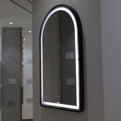 China New Design Hotel Custom Decorative Living Room Bath Illuminated Smart LED Bathroom Aluminum Framed Mirror for sale