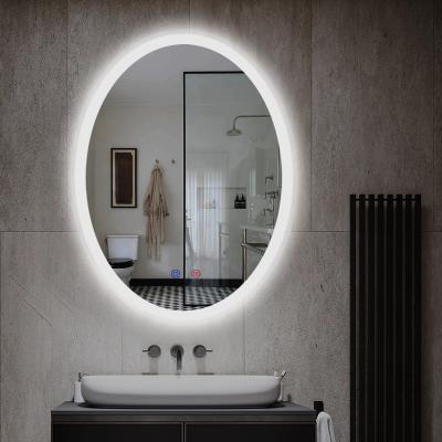 China Oval Shape Illuminated Frameless LED Wall Lighted Backlit Bathroom Mirror With Demister for sale