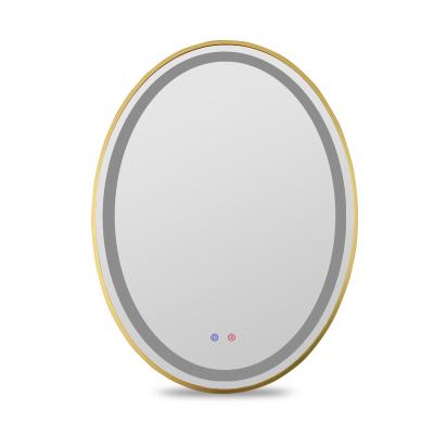 China High Quality Illuminated Heater Demister Metal Oval Led Bathroom Mirror For Vanity for sale