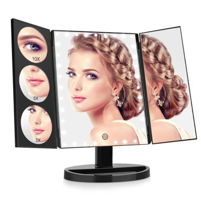 China Triple Lighted Lighted Cosmetic Led 3X 5X 10X Magnification Led Mirror Makeup Mirror for sale