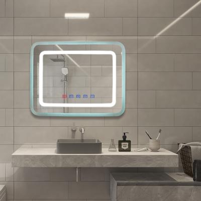 China Wall Mount Anti Fog LED Light Glass Silver Color Changing Backlit Illuminated Mirror For Bathrooom for sale