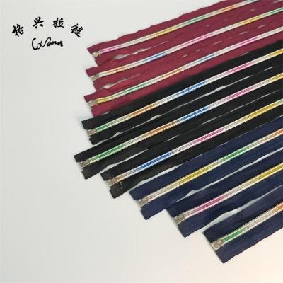 China Wholesale Customized Beautiful Luxury Fancy 5# Rainbow Color Teeth Nylon Coil Zipper With Metal Slider for sale