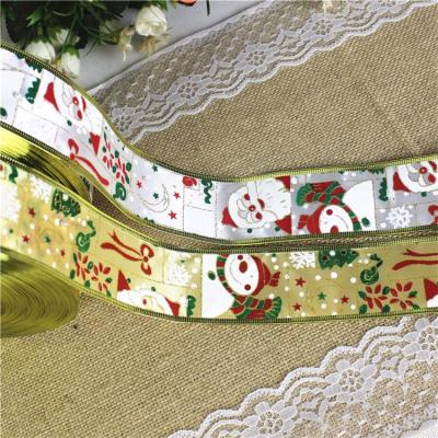 China Recyled Export Quality Gold Christmas Gift Ribbon Customize Decoration Party Wrapping Ribbon for sale