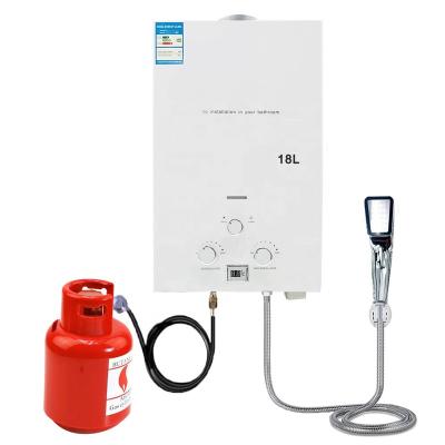 China 18L Portable Car Propane LPG Tankless Instant Water Heater with Shower Kit for Outdoor Camping for sale