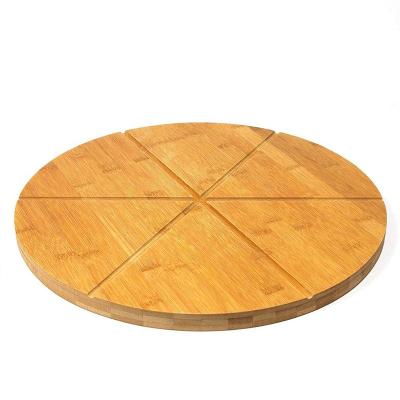 China Disposable Round Bamboo Pizza Cutting Board With Groove for sale