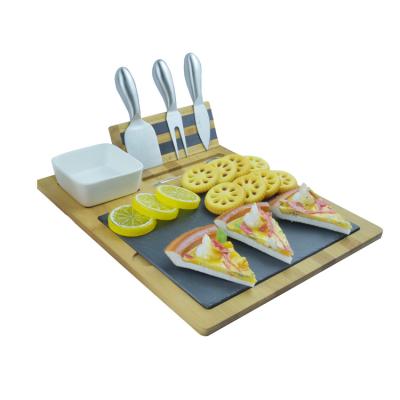 China Sustainable Bamboo Cheese Board Serving Tray With Cheese Knife Set for sale