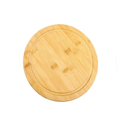 China Disposable Round Bamboo Cutting Board with Juice Groove for sale