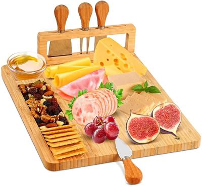 China Large Sustainable High Quality Rectangular Cheese Serving Board Cheese Knife Set With Board for sale