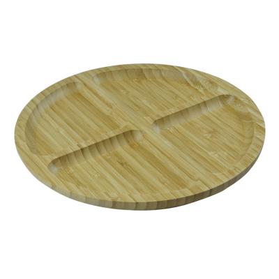 China Sustainable Cheap Price 4 Compartments Bamboo Fruit Tray Childre Snack Divider Bamboo Dry Dishes for sale