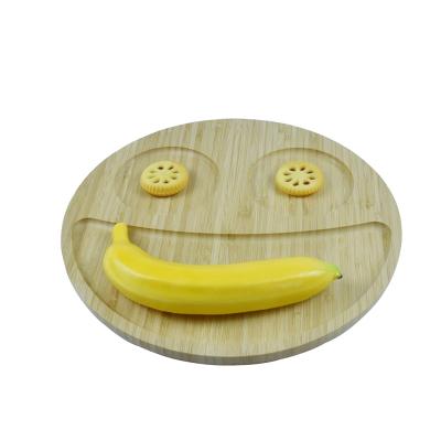 China Sustainable Eco-friendly Organic Bamboo Wood Plates Kid's Toddler Bamboo Dish For Food for sale