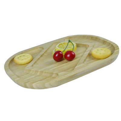 China Sustainable Oval Bamboo Dinner Tray Bamboo Dinner Plates For Nut And Snack Food for sale