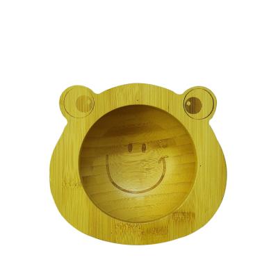 China Eco-friendly Customized Baby Bamboo Suction Bowl Animal Shape Kids Bamboo Dish With Spoon for sale