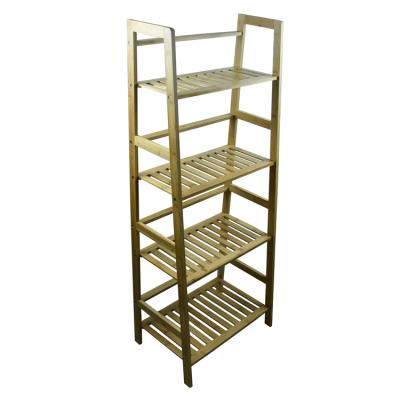 China Sustainable Hot Sale 4 Tier Display Stand Bamboo Wooden Ladder Shelf for sale