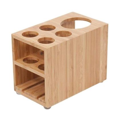 China Sustainable Bamboo Toothpaste Toothbrush Holder Bathroom Storage Organizer for sale