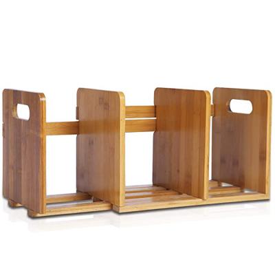 China Bamboo Bookshelves Portable Extending Bookshelf Display Rack Bookshelves Children's Bamboo Book Shelves for sale