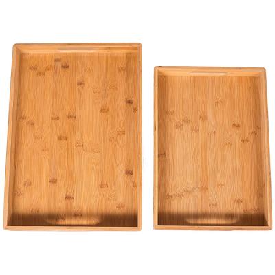 China Bamboo Food Serving Tray Set for Tea Universal Bamboo Food Serving Tray Set with Handle for Breakfast Tea Coffee and Bread for sale