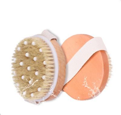 China All New Amazon Bristels Natural Hot Dry Brush Boar Round Wooden Bath Brush With Knots for sale