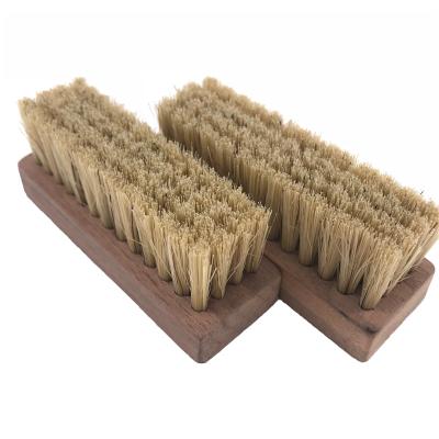 China Shoe Cleaning & Premium Natural Walnut Leather Wood Handle Soft Hog Bristle Shoe Brush For Cleaning Leather Suede for sale