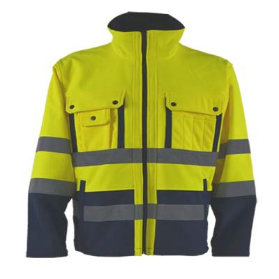 China Hi Vis Mens Reflective Softshell Jacket with Micro Fleece for sale