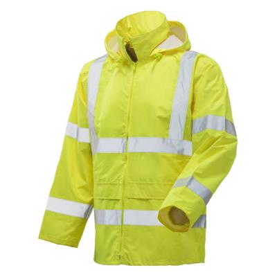 China Wholesale Waterproof Hi Strength Yellow Reflective Raincoat for sale