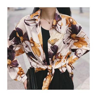 China Good Quality Anti-shrink Printing Ladies Summer Trend Fiber Polyester Long Sleeve Shirt for sale